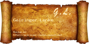 Geiringer Lenke névjegykártya